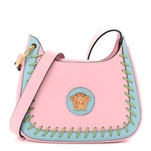 EUC Authentic VERSACE Calfskin Whipstitch Medusa Mini Hobo English Rose